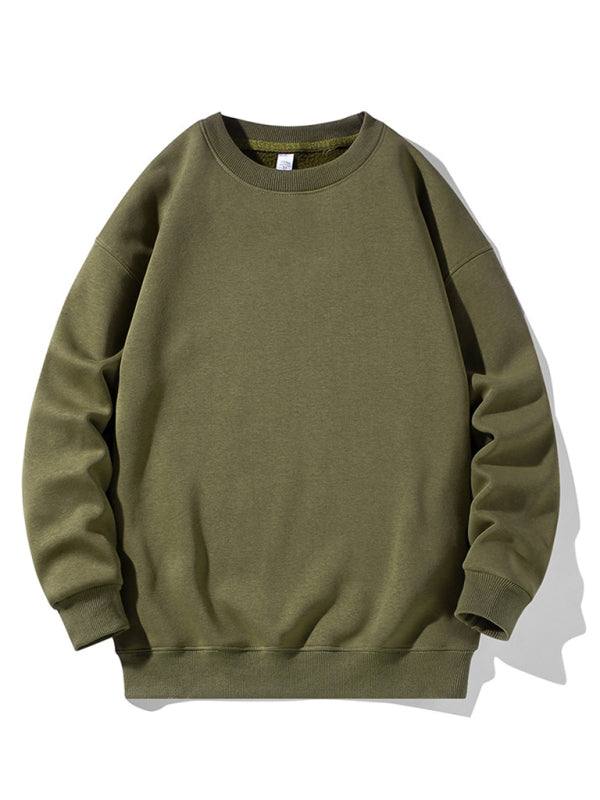 Men's new solid color round neck long sleeve sweatshirt - Plush Fashion Shop #