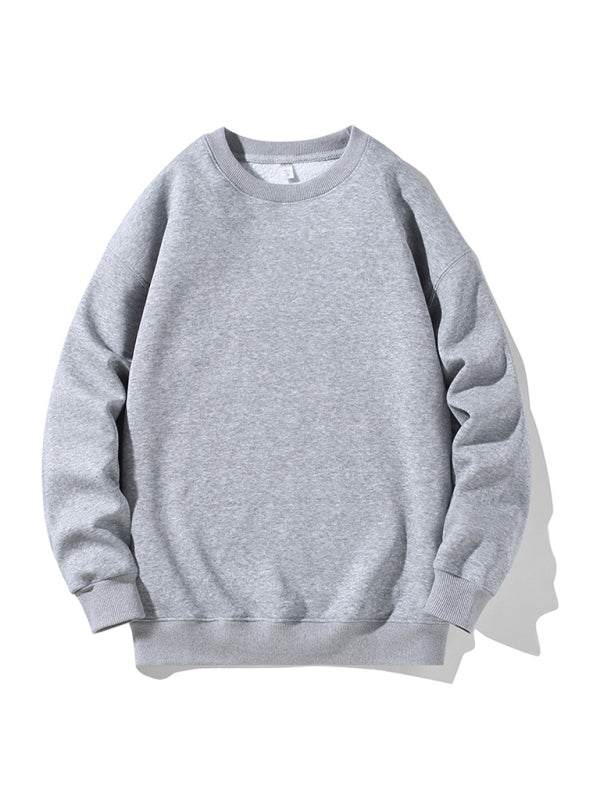 Men's new solid color round neck long sleeve sweatshirt - Plush Fashion Shop #