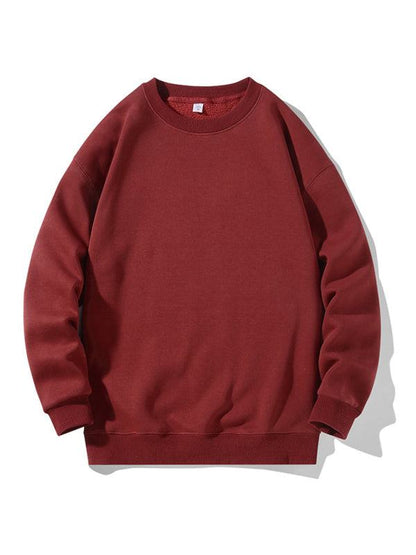 Men's new solid color round neck long sleeve sweatshirt - Plush Fashion Shop #